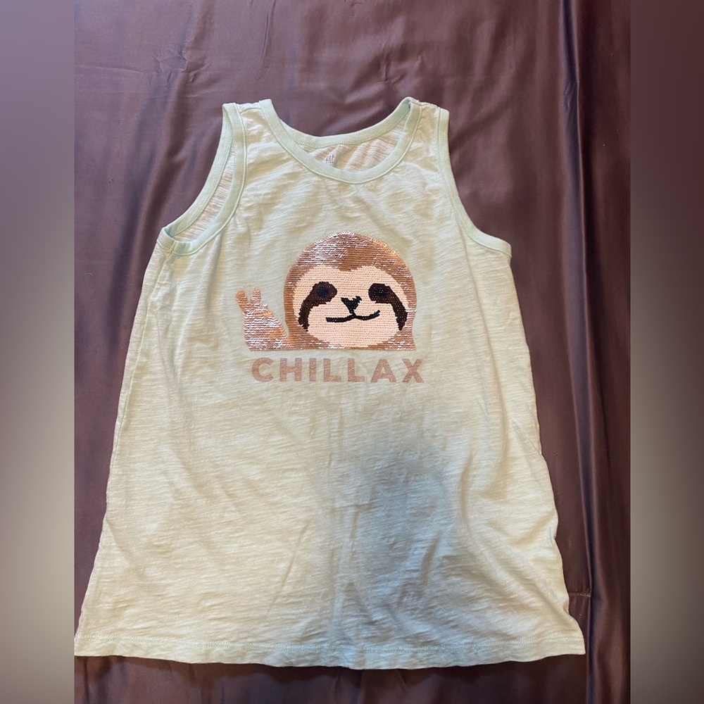 Gap Kids sloth sequins tank top, size XL; like new, never worn